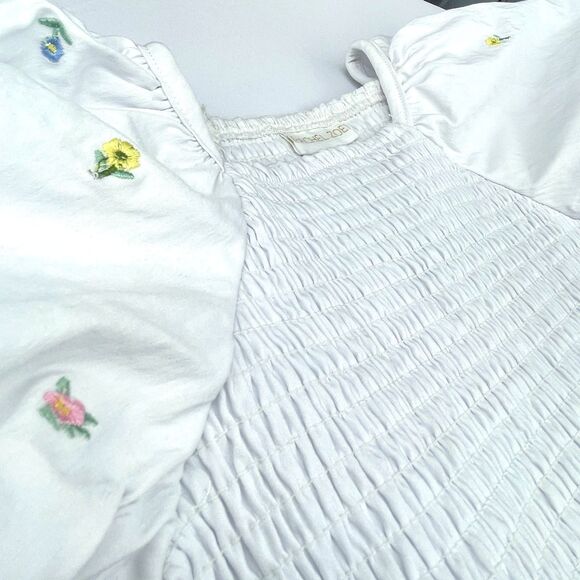 ~ Rachel Zoe 6x Bubble Dress Girls Short Sleeve Embroidery Floral White Dressy - Picture 1 of 12